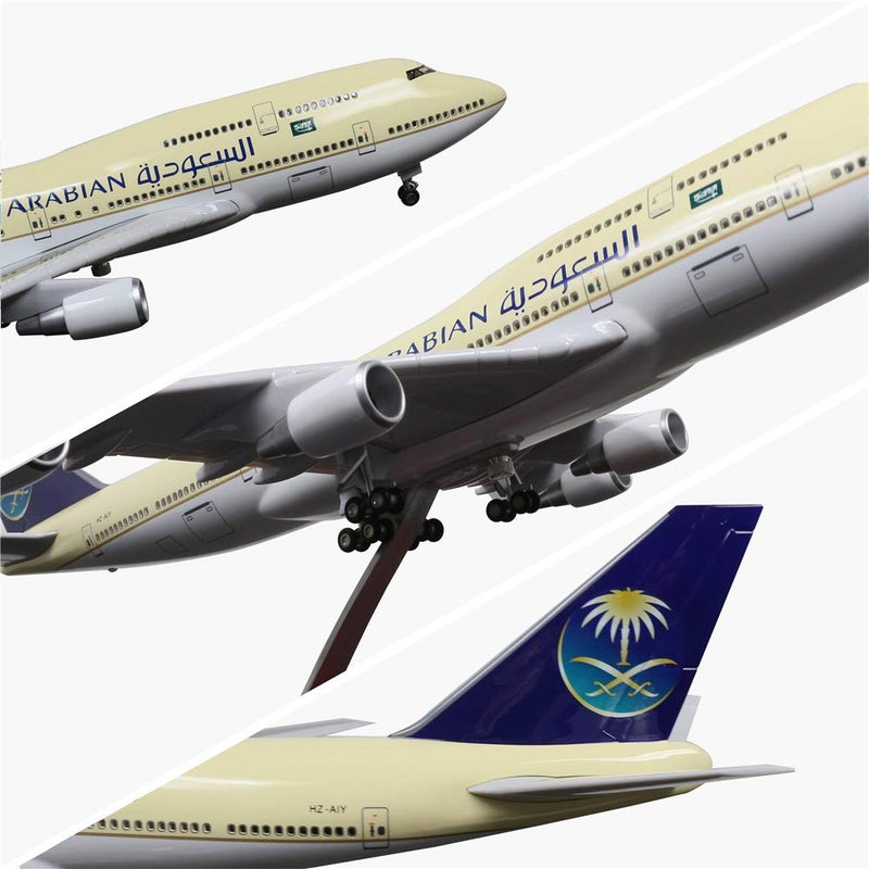 24-Hours 18â€ 1:130 Airplane Model Saudi Arabia Boeing 747 Model Plane with LED Light(Touch or Sound Control) for Decoration or Gift - Image 5